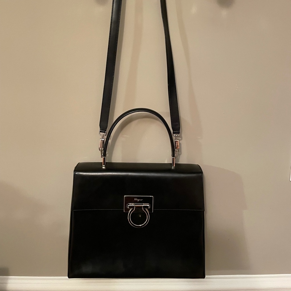 Salvatore Ferragamo- Vintage black bag Silver hardware